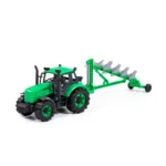 Tractor cu inerție și plug Progress, verde (în cutie), Polesie (91307)