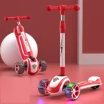 Trotinetă pentru copii cu 3 roți luminoase, muzică și lumini, roșu, RTM Scooter (51802（JSCL518)-red) - imagine 2
