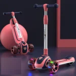 Trotinetă pentru copii cu 3 roți luminoase, muzică și lumini, roz, RTM Scooter (51800（JSCL518)-pink) - imagine 2