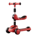 Trotinetă pentru copii 2 în 1 cu scaun, 3 roți luminoase, muzică și lumini, roșu, RTM Scooter (091802)