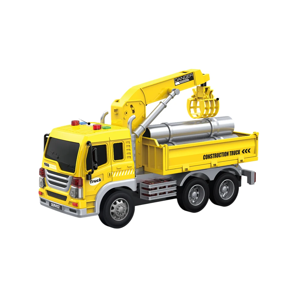 autospeciala-macara-constructii Autospecială de construcții cu macara, cu inerție, lumini și sunete - 1:16 - WY300C ,Wenyi (33005) - imagine 1