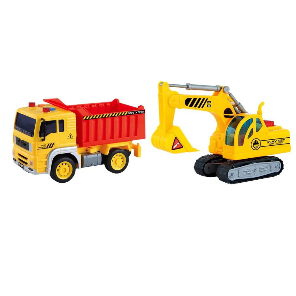 set-2-utilaje-constructii-jucarii-copii Set 2 utilaje de construcții cu inerție, lumini și sunete - 1:20 - WY570C ,Wenyi (35702) - imagine 1