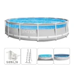 INTEX Piscină PRISM FRAME CLEARVIEW 488x122cm, 19156L, cadru metalic,scara, filtru,prelata,acoperis - imagine 2