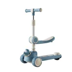 Trotineta copii cu scaunel, transformabila 2 in 1, cu roti luminoase LED, ghidon cu inclinare, suprafata antiderapanta (010800)