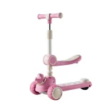 Trotineta copii cu scaunel, transformabila 2 in 1, cu roti luminoase LED, ghidon cu inclinare, suprafata antiderapanta (010801)