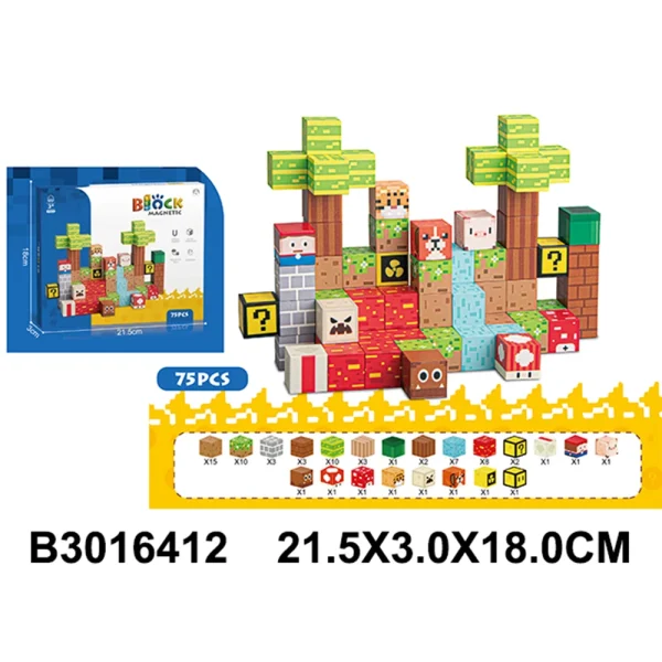 Jucarie constructor cu magnet 75elem.