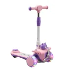 Trotineta pentru copii, pliabila, cu Muzica si roti silentioase din PU cu lumini Led, ghidon reglabil pe inaltime, manere ergonomice, elice rotativa (64460)