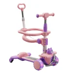 Trotineta pentru copii cu scaunel, Transformabila 6 in 1, cu Roti Luminoase LED, Ghidon cu Inclinare (64470)