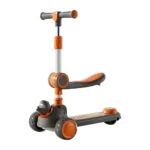 Trotinetă pentru copii 2 în 1 cu scaun, 3 roți luminoase, muzică și lumini, gri, RTM Scooter (010802)