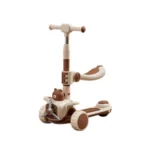 Trotinetă pentru copii 6 în 1 cu scaun, mâner parental, roți luminoase și muzică, bej, RTM Scooter (64471) - imagine 4