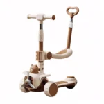 Trotinetă pentru copii 6 în 1 cu scaun, mâner parental, roți luminoase și muzică, bej, RTM Scooter (64471) - imagine 5