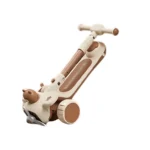 Trotinetă pentru copii 6 în 1 cu scaun, mâner parental, roți luminoase și muzică, bej, RTM Scooter (64471) - imagine 6