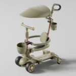 Trotinetă pentru copii cu scaun, parasolar și mâner parental, transformabilă, roți luminoase, muzică și lumini, verde, RTM Scooter (80261) - imagine 2