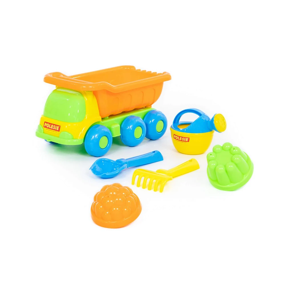 set-pentru-nisip-jucarii-copii(1) Set pentru nisip – camion cu accesorii, Polesie - imagine 1