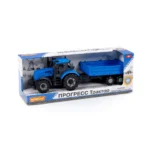 Tractor cu inerție și remorcă Progress, albastru (în cutie), Polesie (91253) - imagine 4