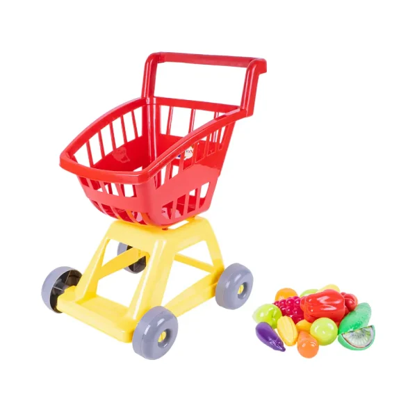 Jucarie carucior pentru cumparaturi cu legume in set