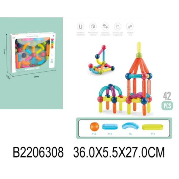 Jucarie constructor cu magnet 42elem.