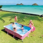 Piscină cu cadru metalic Rectangular Frame Pink 220×150×60 cm, 1662 L, Intex (28266) - imagine 2