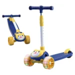 Trotinetă pentru copii cu 3 roți luminoase și ghidon reglabil, albastru închis, RTM Scooter (78133)