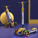 Trotinetă pentru copii cu 3 roți luminoase, muzică și lumini, albastru, RTM Scooter (51801) - imagine 2