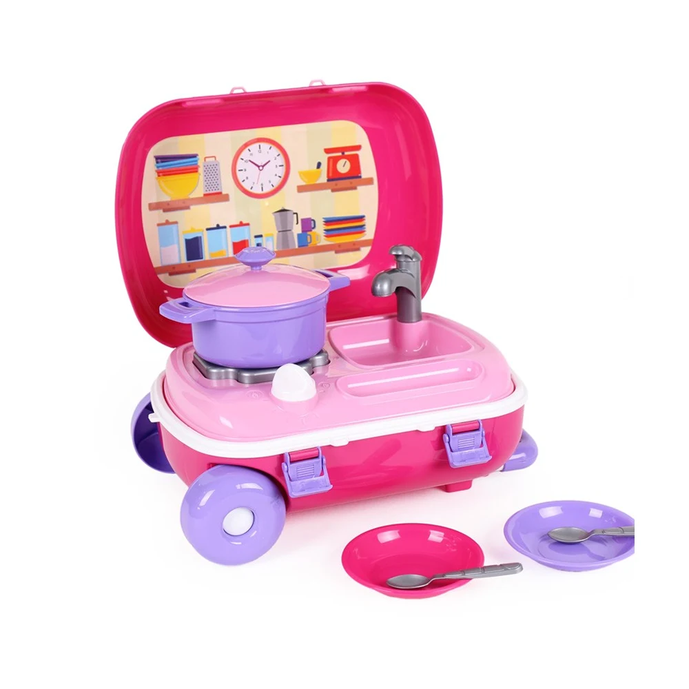bucatarie-in-valiza-cu-vesela (1) Bucătărie în valiză cu veselă, set portabil de gătit (6061) - imagine 1