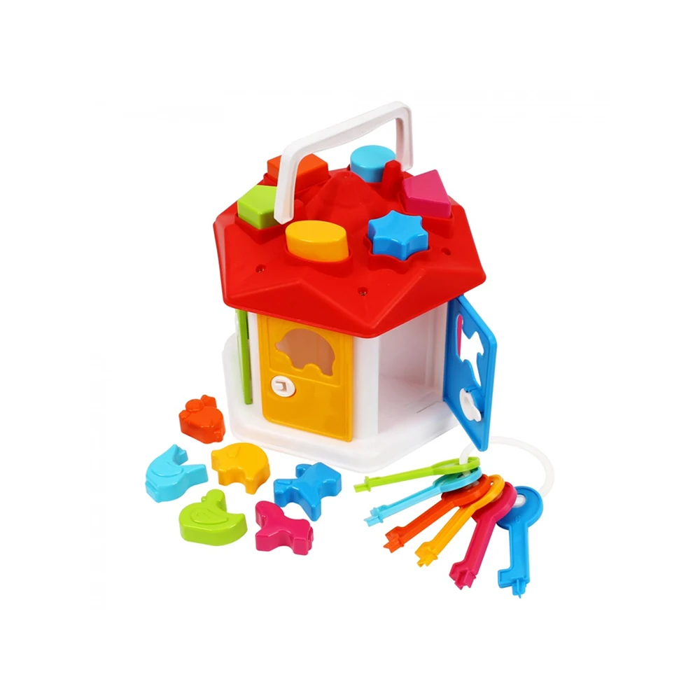 casuta-educativa (2) Căsuță educativă cu forme și chei, sorter pentru copii (2438) - imagine 1