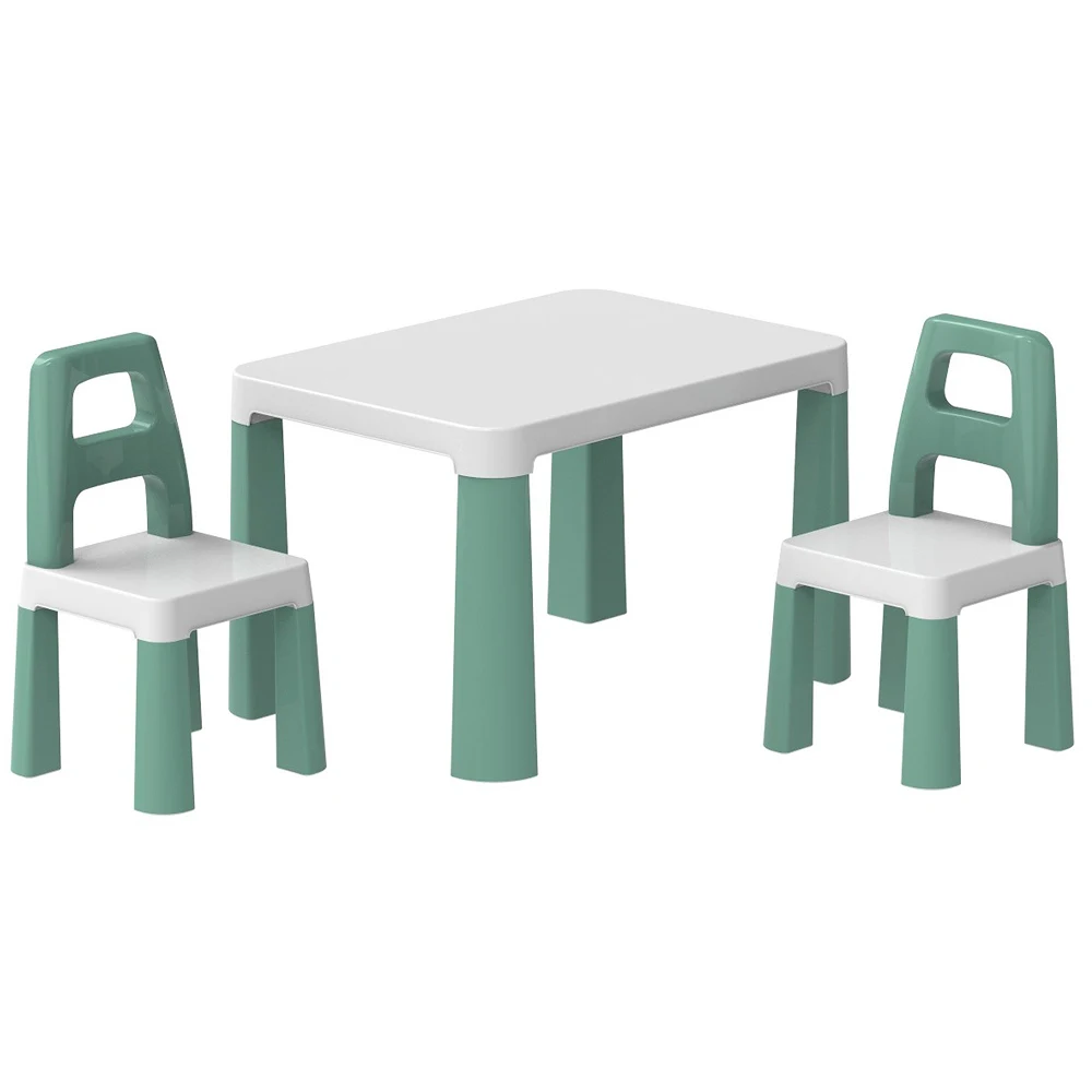 masa-pentru-copii-2-scaune-set-mobilier-verde(1) Masă pentru copii cu două scaune , set mobilier verde (0440) - imagine 1