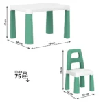 Masă pentru copii cu două scaune , set mobilier verde (0440) - imagine 2