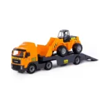Camion transportor cu stivuitor și set de construcție, 30 piese, Polesie (36797)