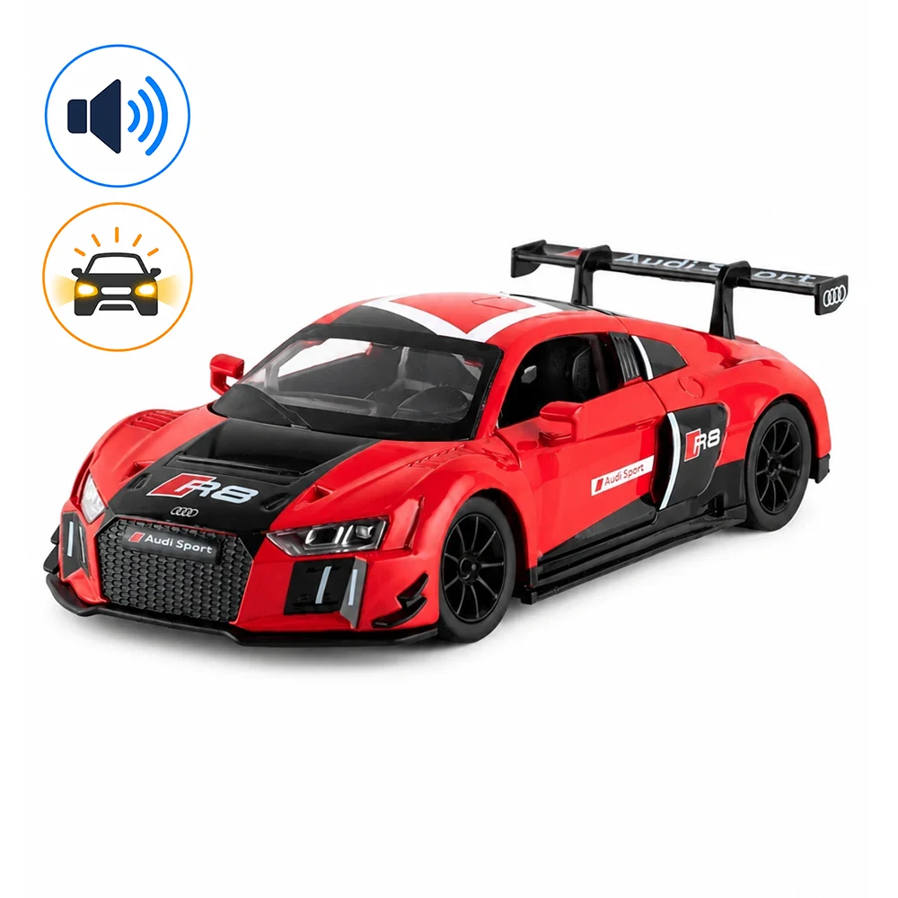 Audi R8 LMS red Mașină din metal 1:24 Audi R8 LMS cu sunete si lumini (se deschid usile) (68262A/2) - imagine 1