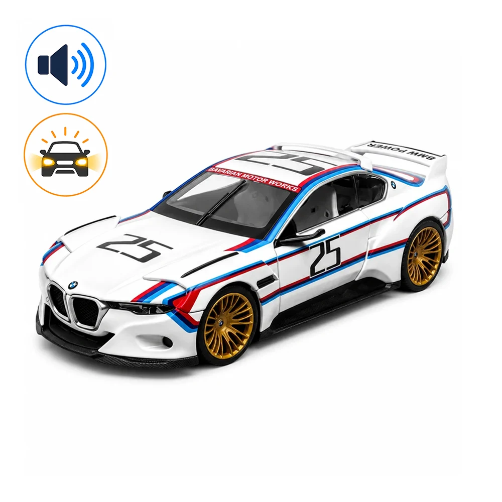 BMW 3.0 CSL Hommage R alb Mașină din metal BMW 3.0 CSL Hommage R, scară 1:24, albă, MSZ (68257A/2) - imagine 1