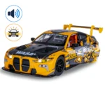 Mașină din metal BMW M4 GT3, scară 1:24, galbenă, MSZ (68296A)