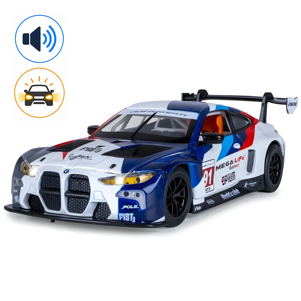 BMW M4 GT3 - albastruwebp Mașină din metal BMW M4 GT3, scară 1:24, MSZ (68282A/1) - imagine 1