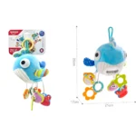 Jucărie zornăitoare balenă din pluș cu activități senzoriale, Huanger HE0561 - imagine 2