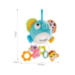 Jucărie zornăitoare elefant din pluș cu activități senzoriale, Huanger HE0562 (77952)