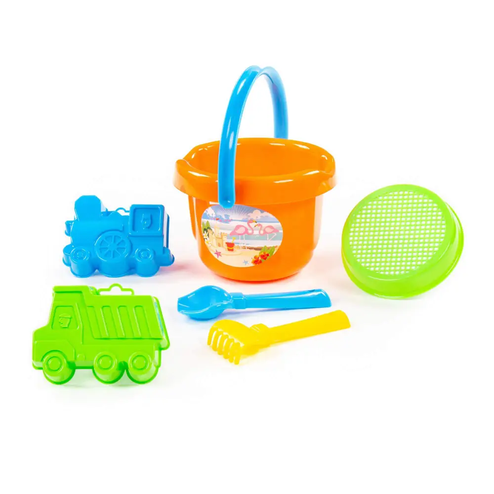 Новый проект (2) (2266) Set pentru nisip: caldarusa, lopatica, greblita, 2 forme - imagine 1