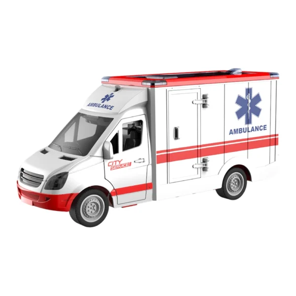 Ambulanță cu inerție, lumini și sunete - 1:16 - WY597A ,Wenyi (15971)