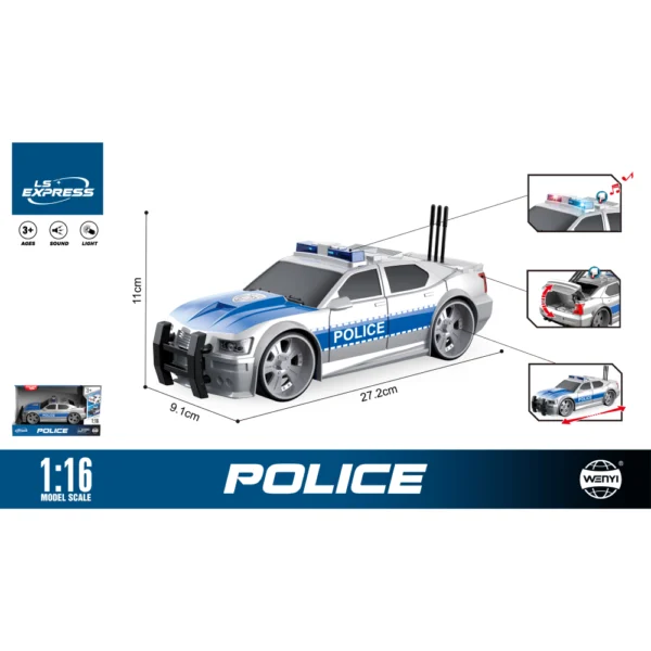 (25000) 1:20 Mașină de poliție cu inertie (lumini /sunete) WY500A