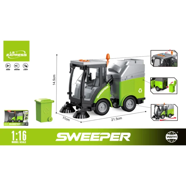 (26809) 1:16 Mașină de curățat strada cu inertie (lumini /sunete) WY680B