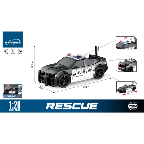 (16206) 1:16 Mașină de poliție cu inertie (lumini /sunete) WY620A