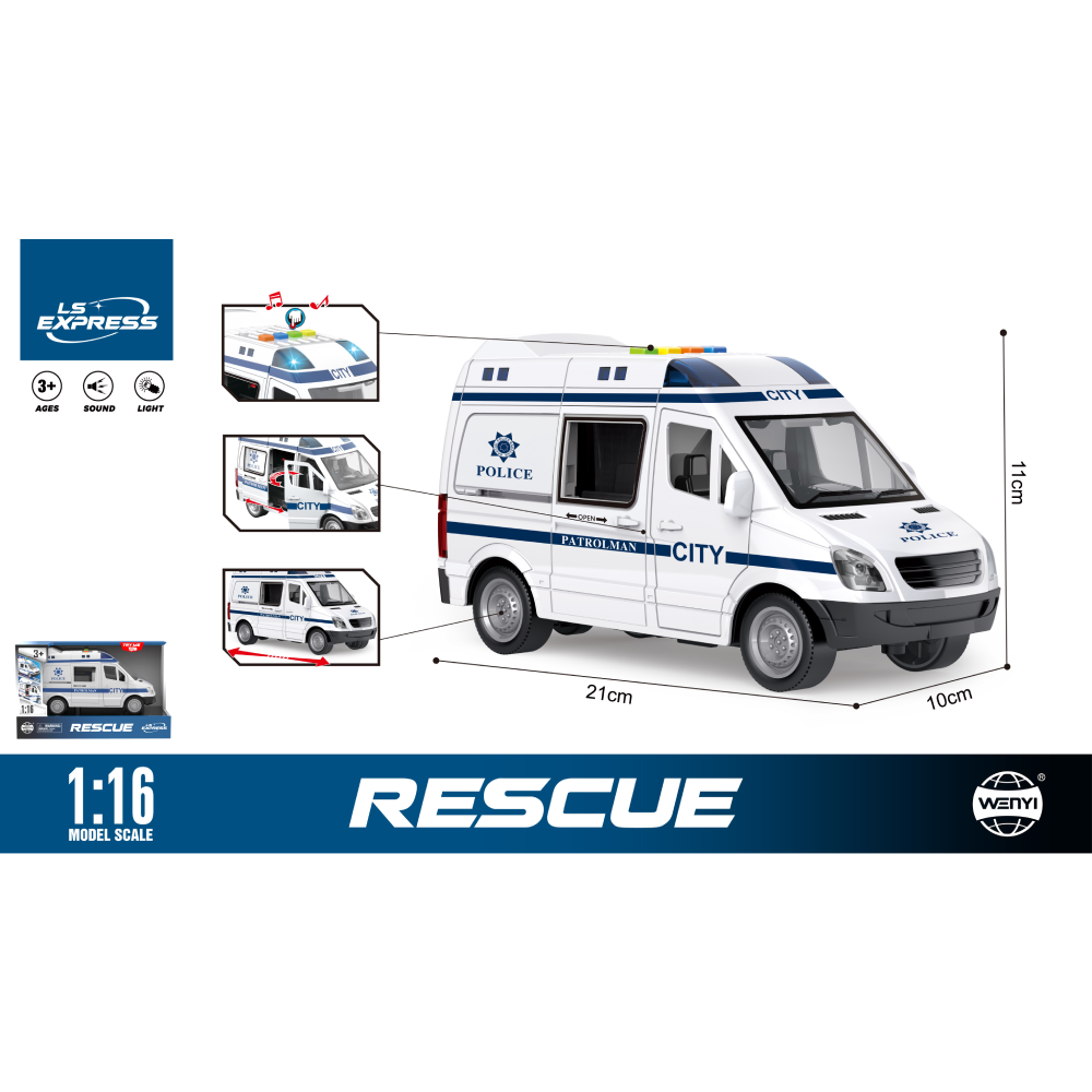 Новый проект (8) 1:16 Ambulanță cu inertie (lumini /sunete) WY590F (65907) - imagine 1