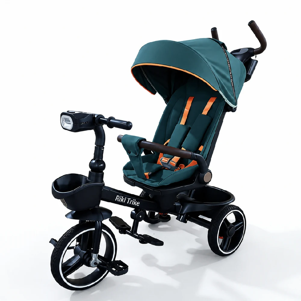 64644 Tricicletă pentru copii cu scaun rotativ 360°, verde (64644) - imagine 1