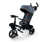 Tricicletă pentru copii cu scaun rotativ 360°, gri (64668)