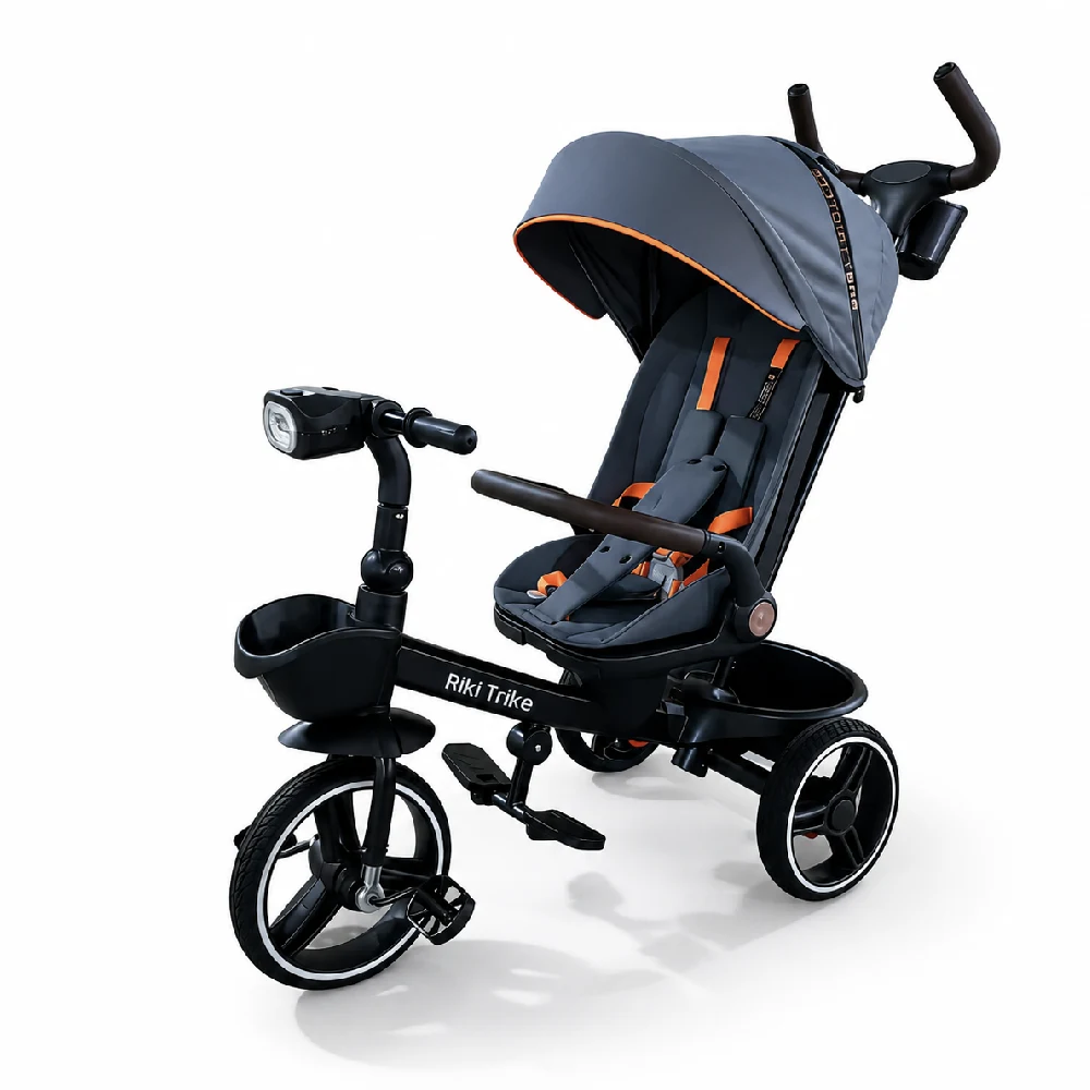 64668 Tricicletă pentru copii cu scaun rotativ 360°, gri (64668) - imagine 1