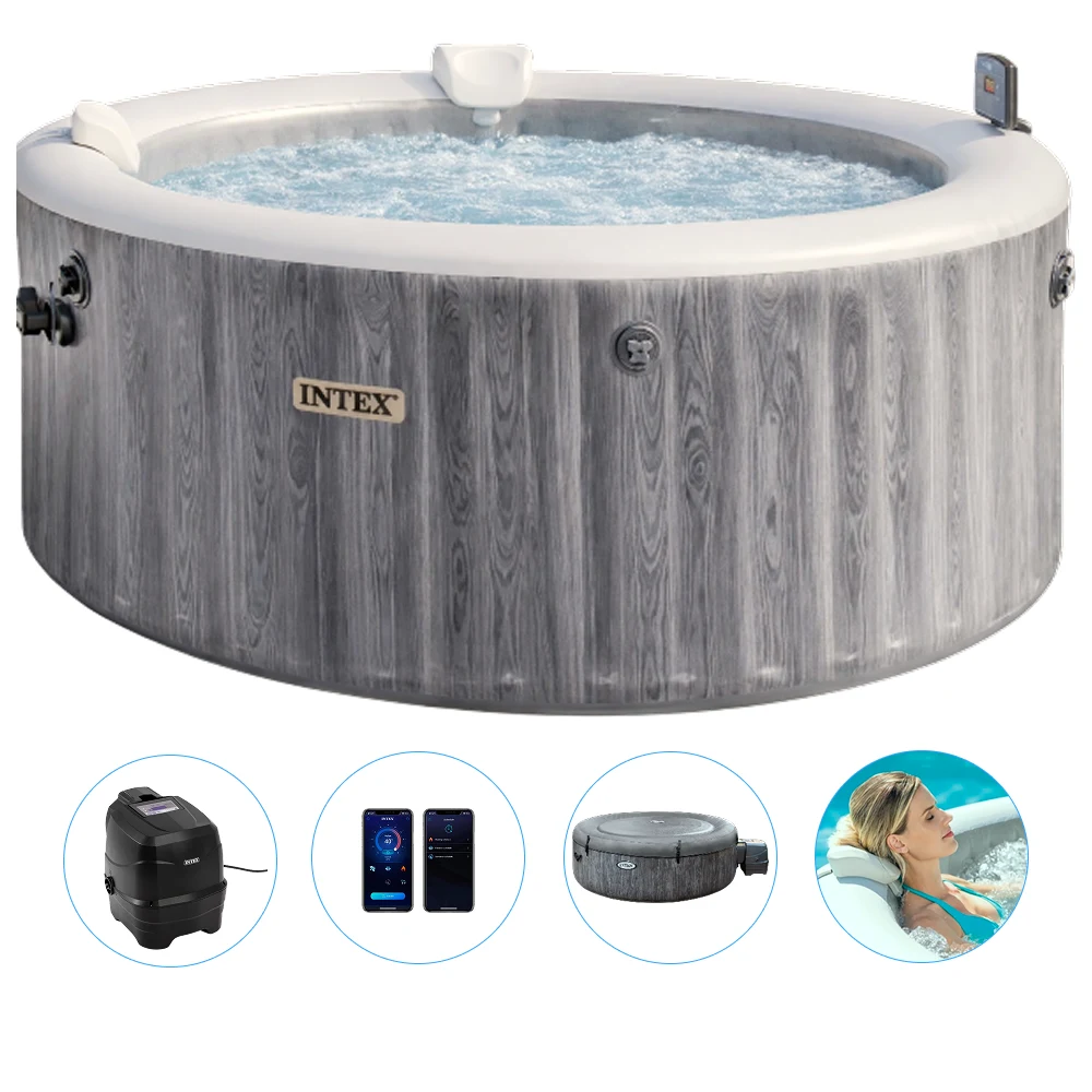 28440(1) Spa gonflabil cu hidromasaj Greywood Deluxe, 196Ч196x71 cm, 795 L, 4 persoane, Intex (28440) - imagine 1