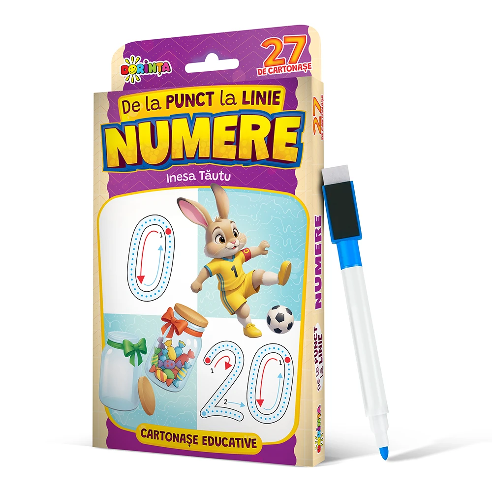 1770901067 27 de cartonase educative. De la punct la linie. Numere (04444) - imagine 1