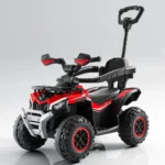 Tolocar ATV pentru copii, cu mâner parental, muzică și lumini, design modern, roșu (829479) - imagine 2