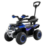 ATV electric pentru copii cu mâner parental, muzică și lumini, design sport, albastru (756033)