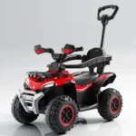 Tolocar ATV pentru copii cu mâner parental, muzică și lumini, design off-road, roșu (394087) - imagine 2