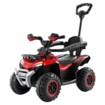 ATV electric pentru copii cu mâner parental, muzică și lumini, design off-road, roșu (948267)